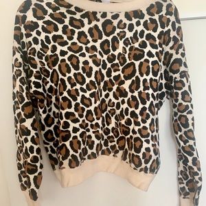 Leopard print crew neck sweater